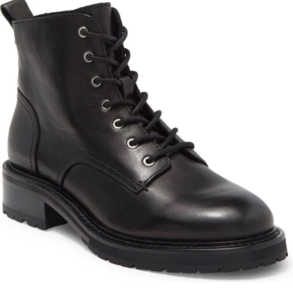 New Rag & Bone Cannon Lug Sole Bootie in Black Leather Size 36.5